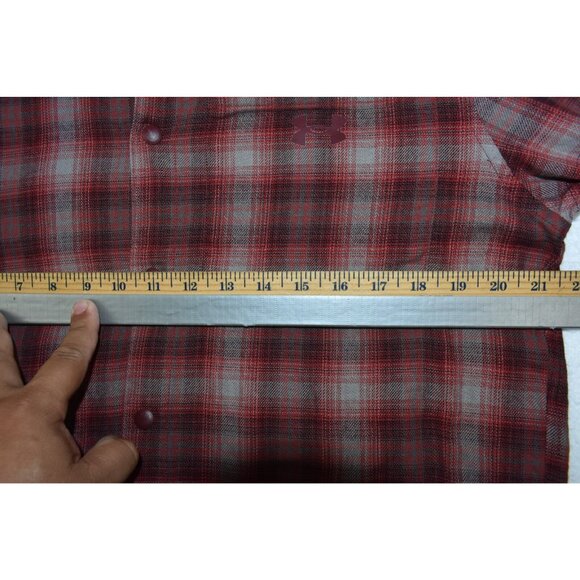 Under Armour UA Tradesman Flex LS Men's Shirt Size L Red Plaid Flannel Snap Up - Picture 13 of 14